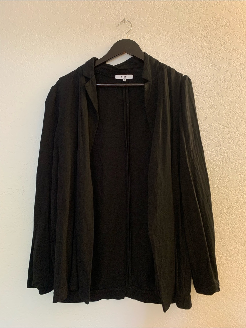 Ro & De Black Open Front Blazer Jacket 100% Rayon Medium